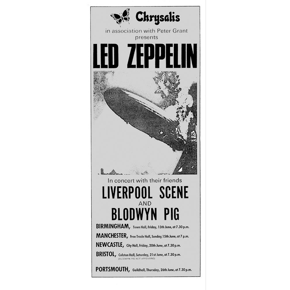 LED ZEPPELIN - (公式 映画公開 記念 ) - 1969 UK Tour Concert Poster / Bob Masse